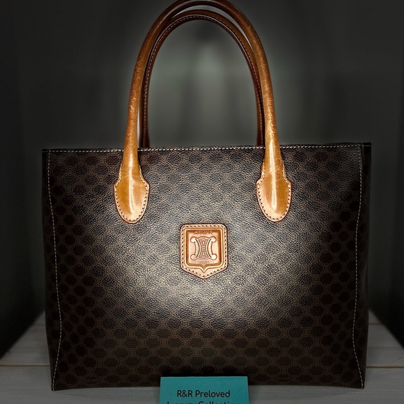 CELINE MACADAM HANDLE BAG (Brown pattern) - Picture 3 of 8